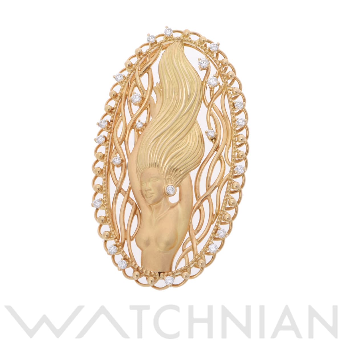 クイーン 女性像ブローチ ゴールド K18イエローゴールド YG レディース ジュエリー 【中古】【jewelry】