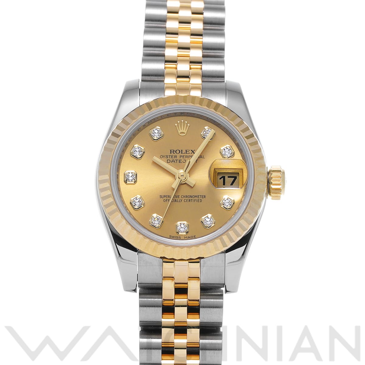 ロレックス レディ デイトジャスト 26 179173G シャンパン/ダイヤモンド レディース 時計 【中古】【wristwatch】