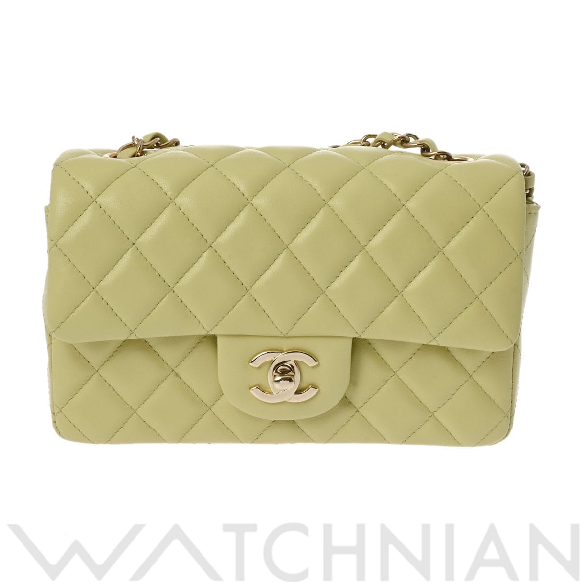 シャネル ミニフラップバッグ 20 ライトグリーン A69900 ラムスキン レディース バッグ 【中古】【bag】