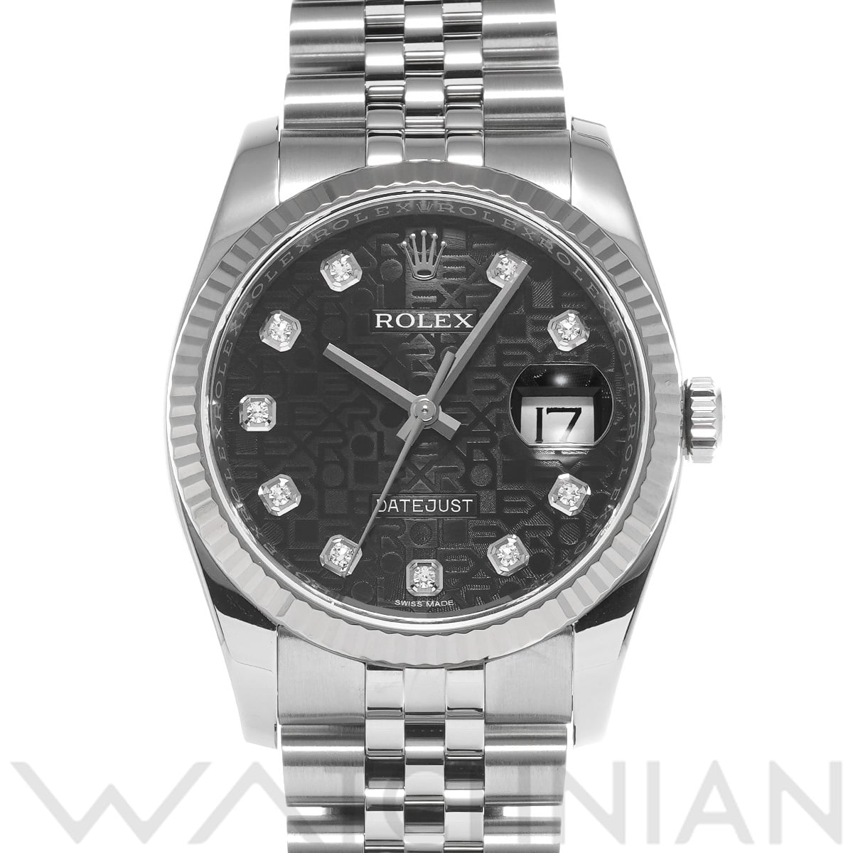 ロレックス デイトジャスト 116234G ブラックコンピュータ/ダイヤモンド メンズ 時計 【中古】【wristwatch】