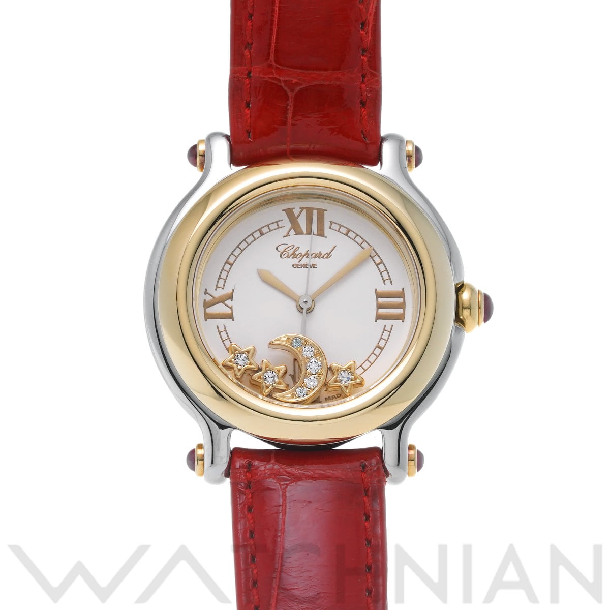 ショパール ハッピースポーツ　ムーンスター 27/8239-21 ホワイト/ダイヤモンド レディース 時計 【中古】【wristwatch】