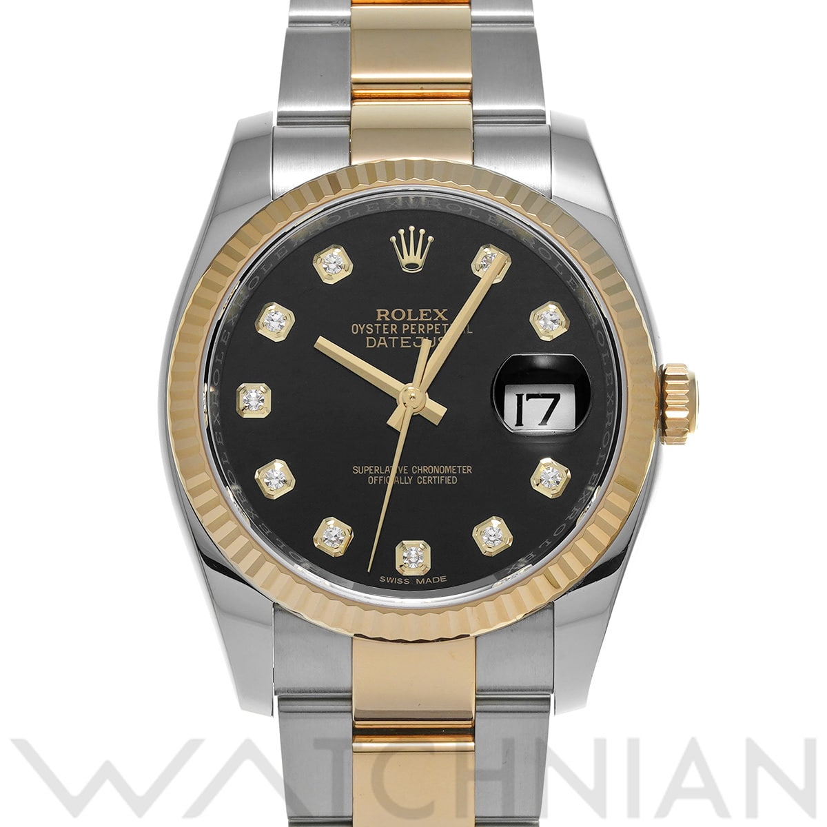 ロレックス デイトジャスト 116233G ブラック/ダイヤモンド メンズ 時計 【中古】【wristwatch】
