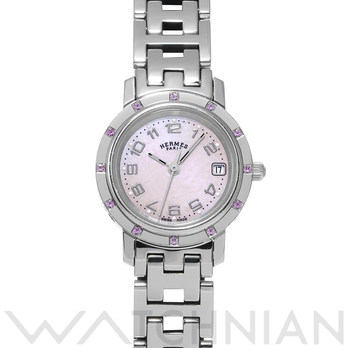 エルメス クリッパー ナクレ CL4.231 ピンクシェル レディース 時計 【中古】【wristwatch】