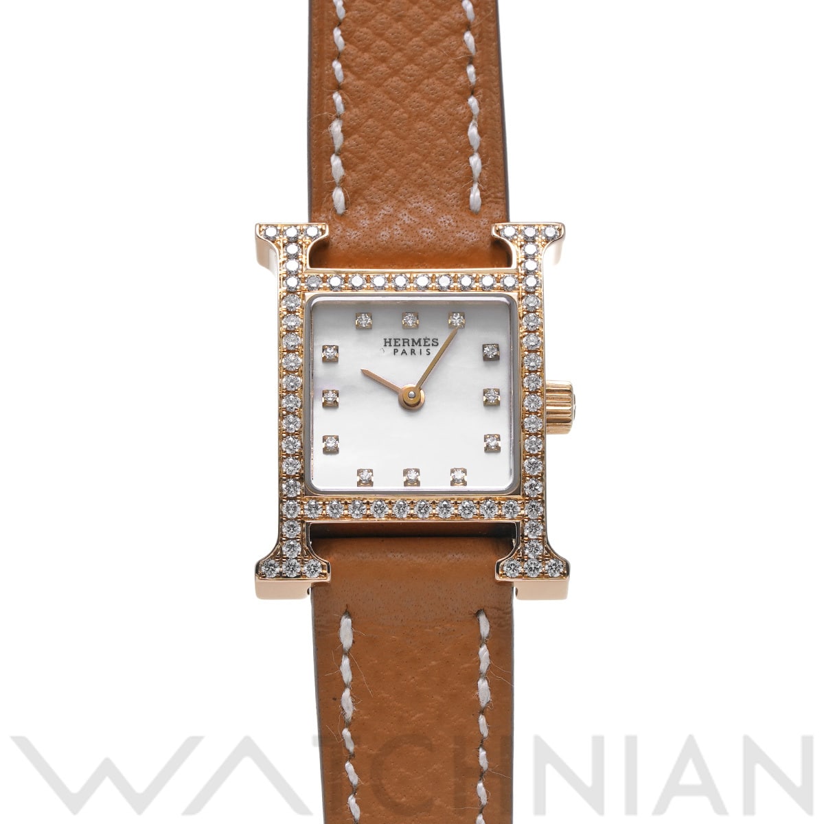 エルメス Hウォッチ ミニ HH1.171 ホワイトシェル/ダイヤモンド レディース 時計 【中古】【wristwatch】