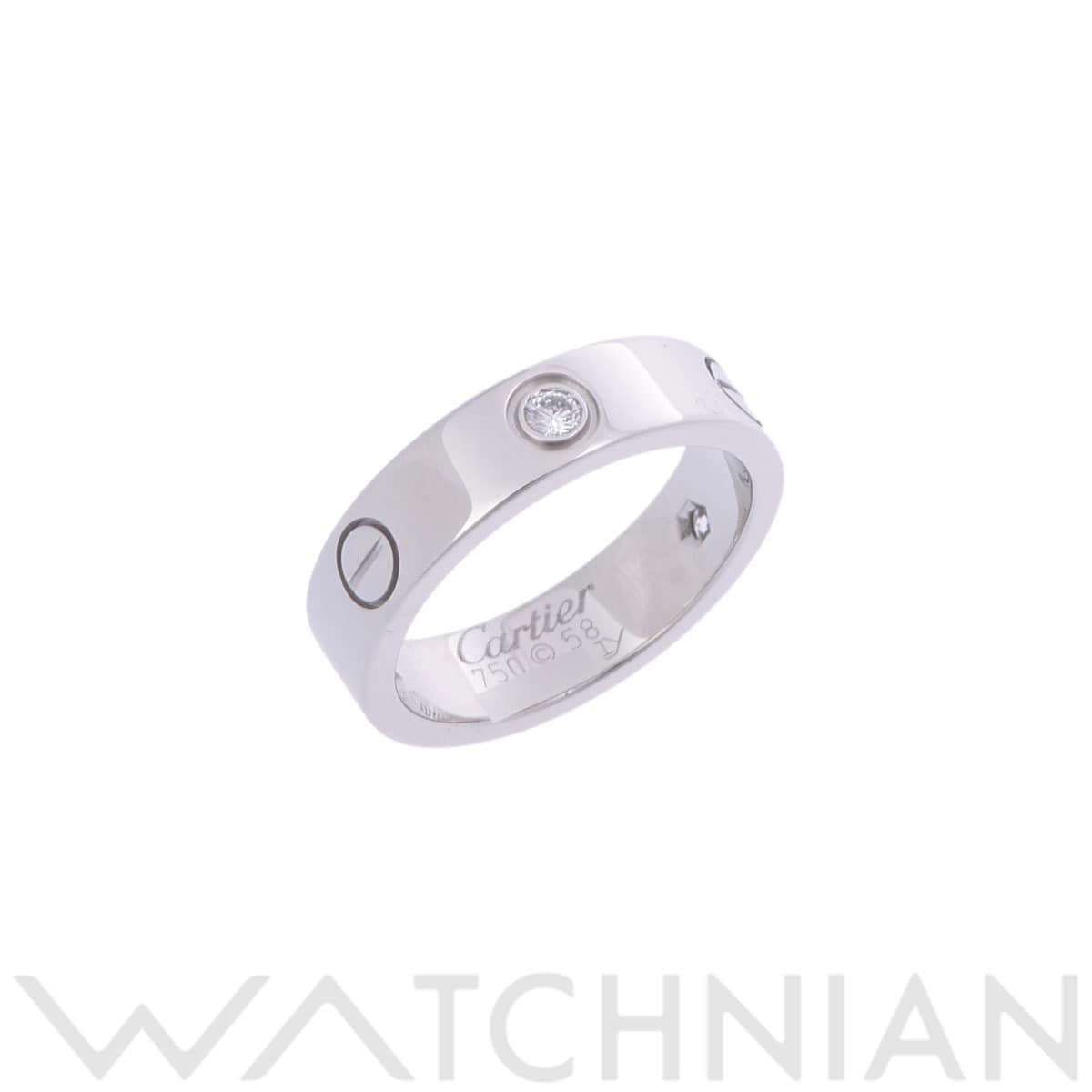 カルティエ ラブリング #58 ハーフダイヤ シルバー K18ホワイトゴールド WG レディース ジュエリー 【中古】【jewelry】