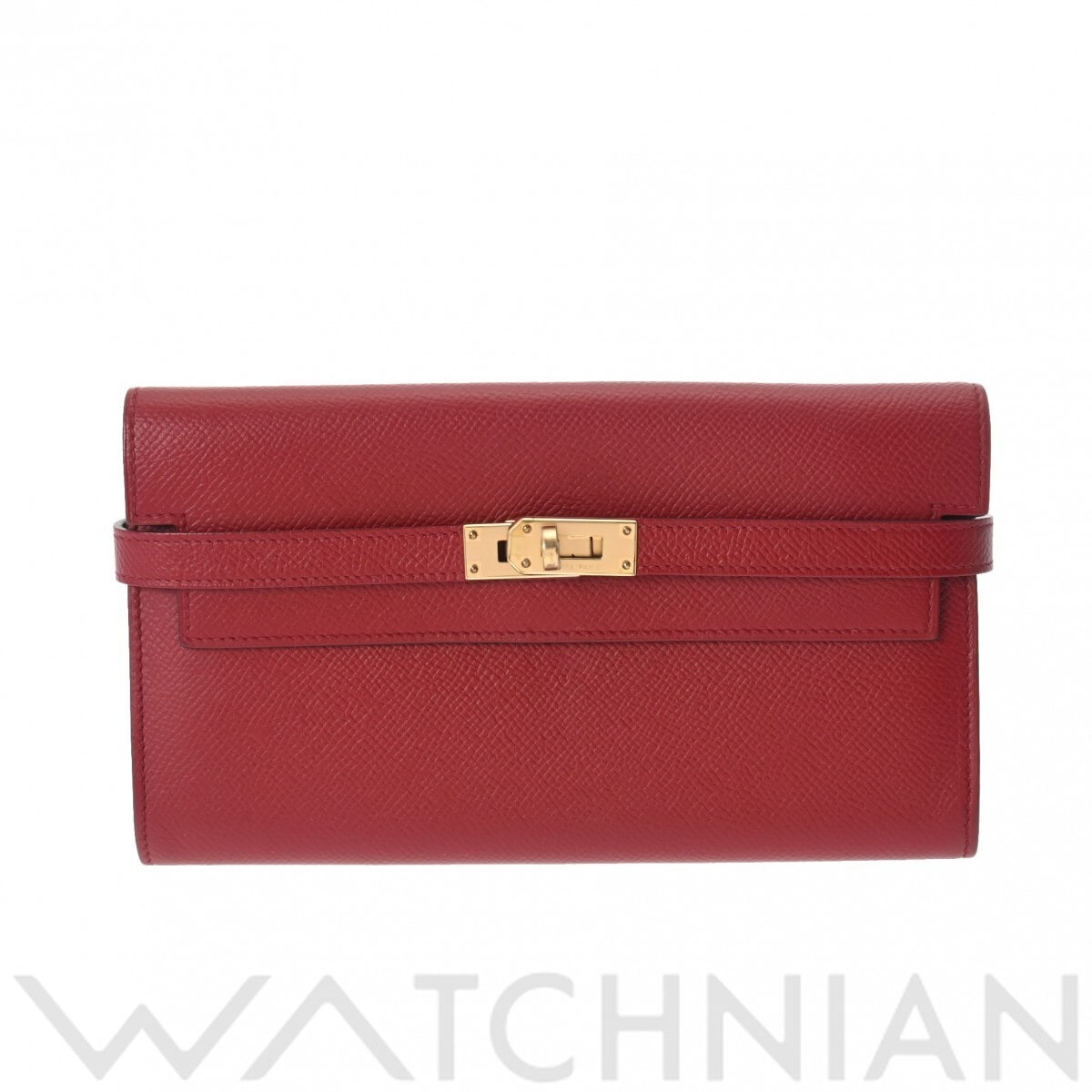 エルメス ケリーウォレット ロング  ルージュグレナ/ゴールド金具 ヴォーエプソン レディース 財布 【中古】【purse】