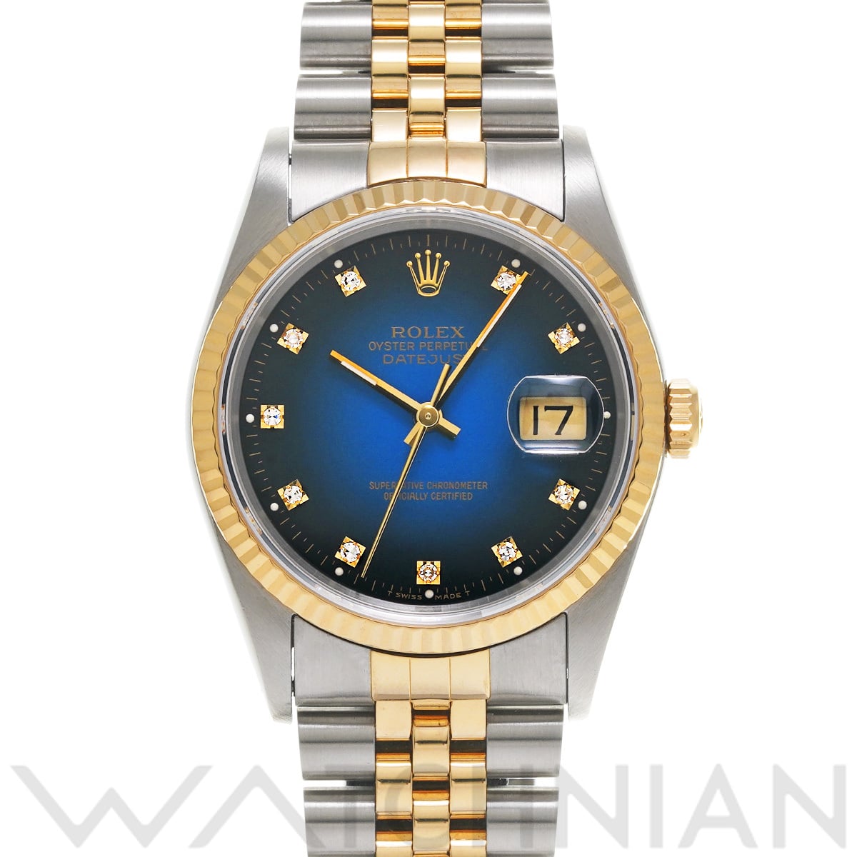 ロレックス デイトジャスト  16233G ブルー・グラデーション/ダイヤモンド メンズ 時計 【中古】【wristwatch】
