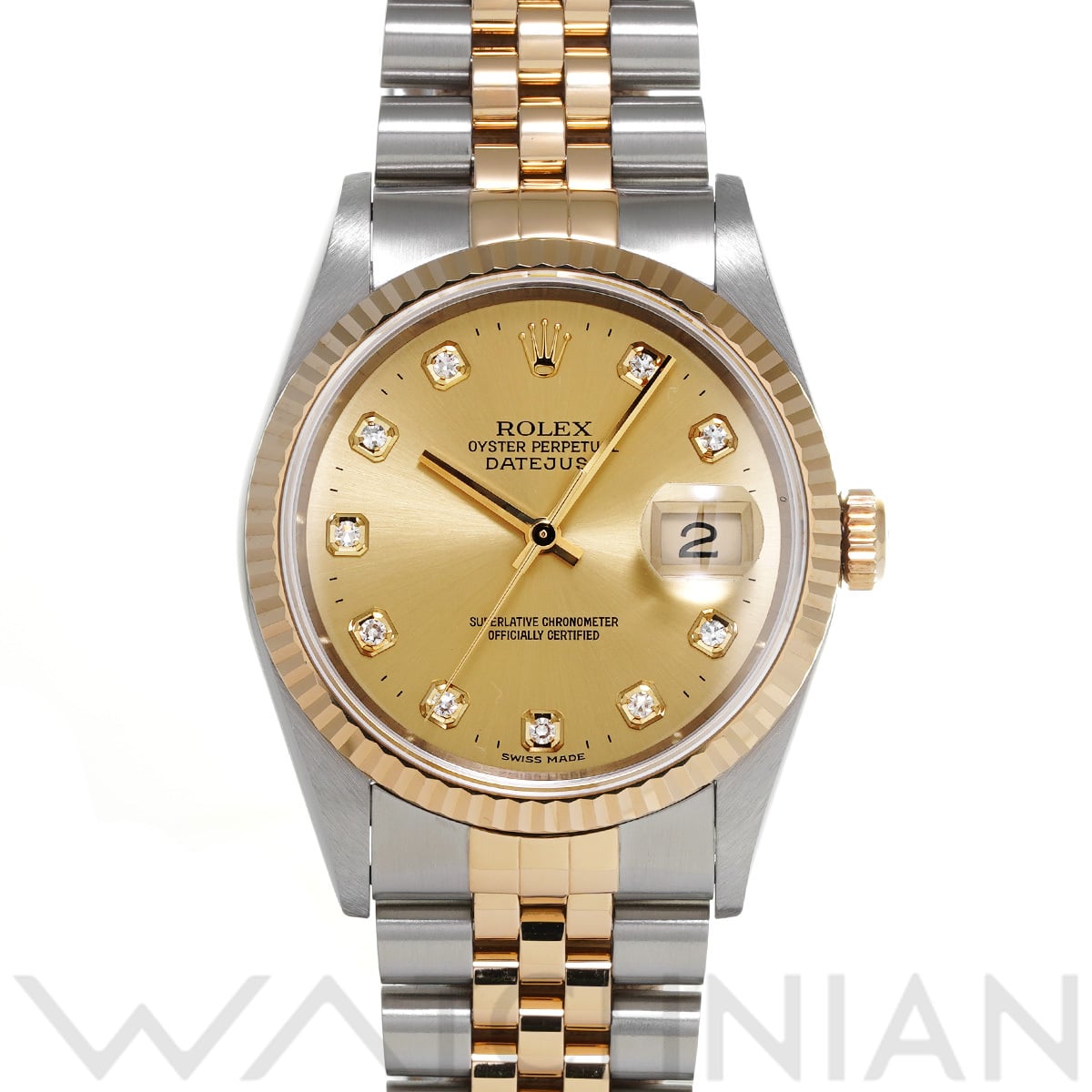 ロレックス デイトジャスト 16233G シャンパン/ダイヤモンド メンズ 時計 【中古】【wristwatch】