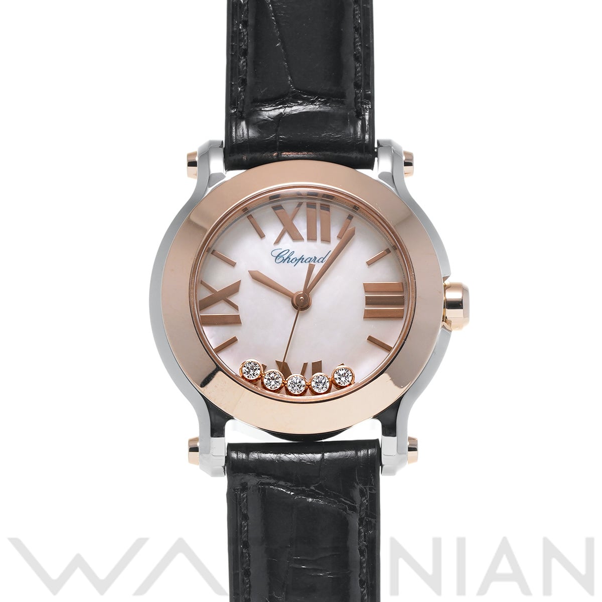 ショパール ハッピースポーツ ミニ 278509-6002 ホワイトシェル/ダイヤモンド レディース 時計 【中古】【wristwatch】