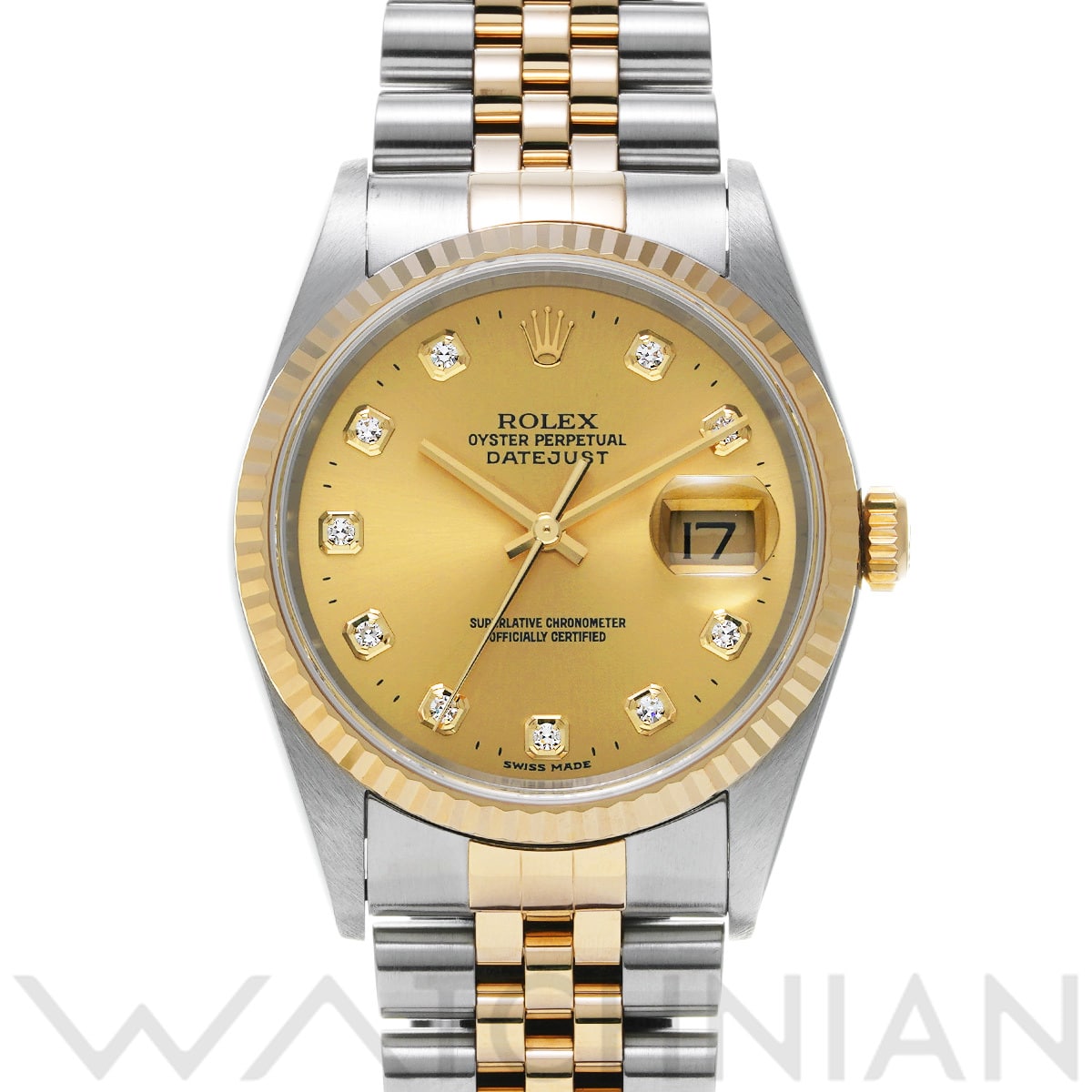 ロレックス デイトジャスト 16233G シャンパン/ダイヤモンド メンズ 時計 【中古】【wristwatch】