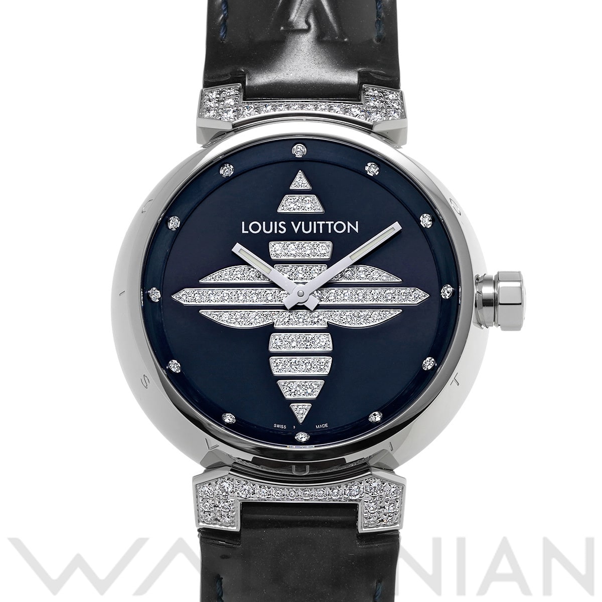 ルイ ヴィトン タンブール フォーエバー Q111B ブラック/ダイヤモンド メンズ 時計 【中古】【wristwatch】