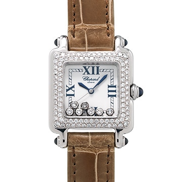 ショパール ハッピースポーツ 27/6679-1004 ホワイト/ダイヤモンド レディース 時計 【中古】【wristwatch】