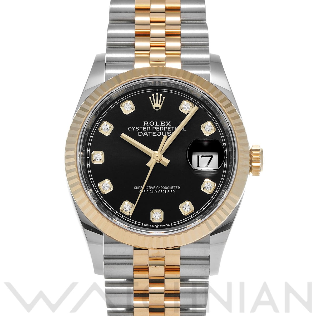 ロレックス デイトジャスト 36 126233G ブライトブラック/ダイヤモンド メンズ 時計 【中古】【wristwatch】