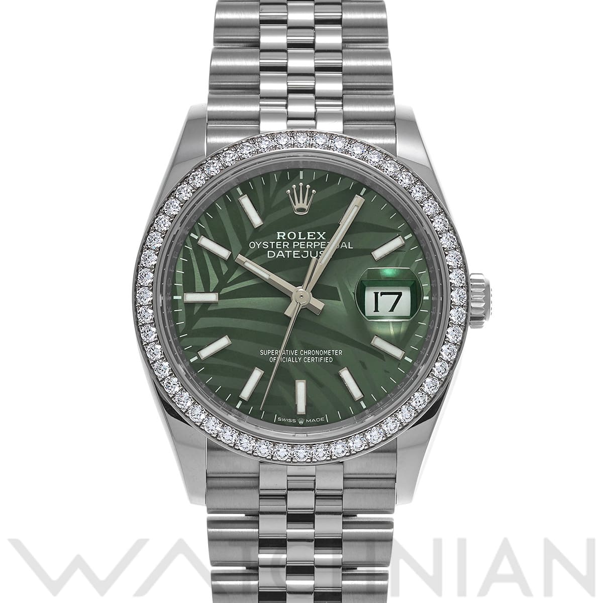 ロレックス デイトジャスト 36 126284RBR オリーブグリーン パームモチーフ メンズ 時計 【中古】【wristwatch】