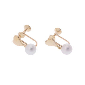 ミキモト ハートモチーフ パールイヤリング ゴールド K18イエローゴールド YG レディース ジュエリー 【中古】【jewelry】