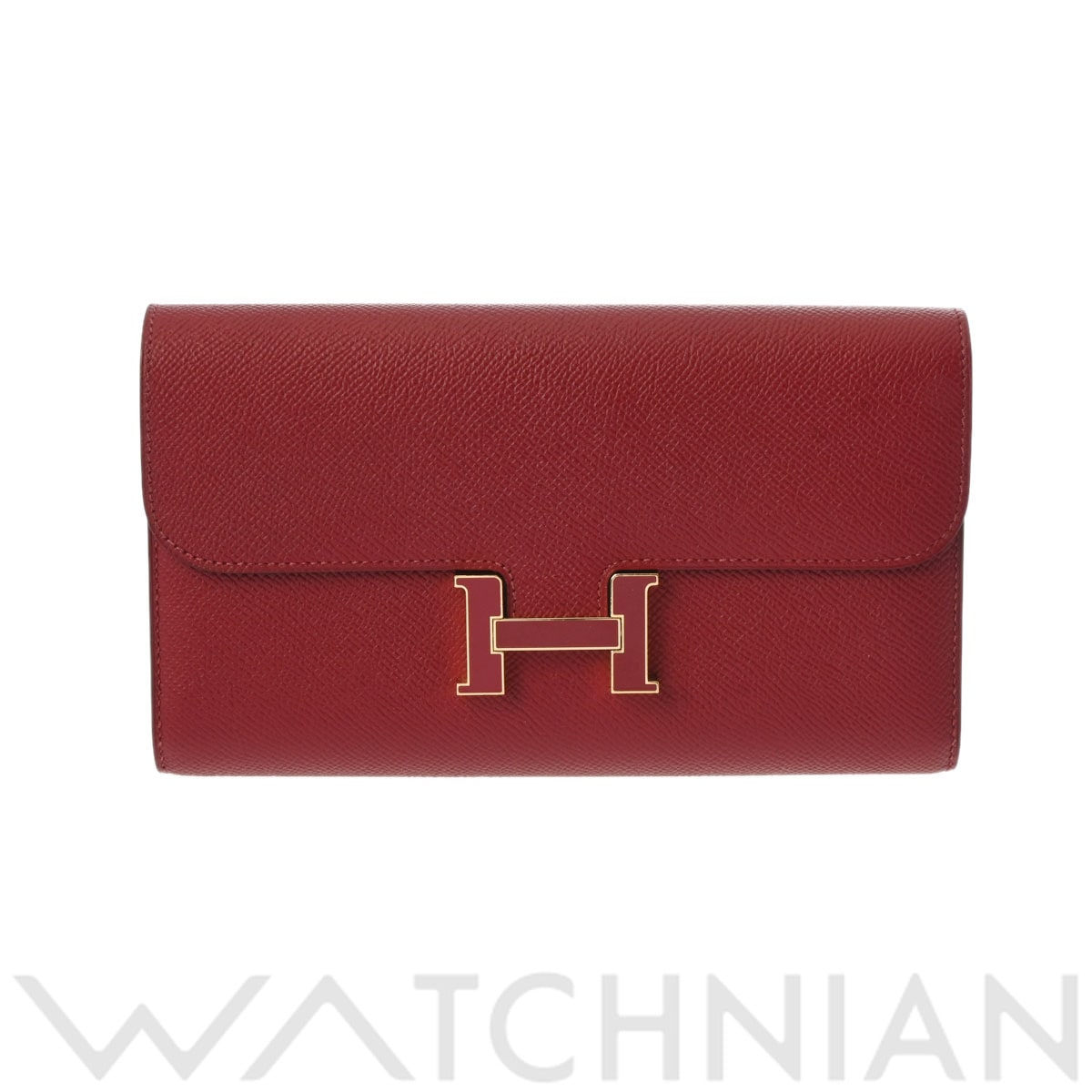 エルメス コンスタンスロング ルージュグレナ/ゴールドラッカー金具 ヴォーエプソン ユニセックス 財布 【中古】【purse】