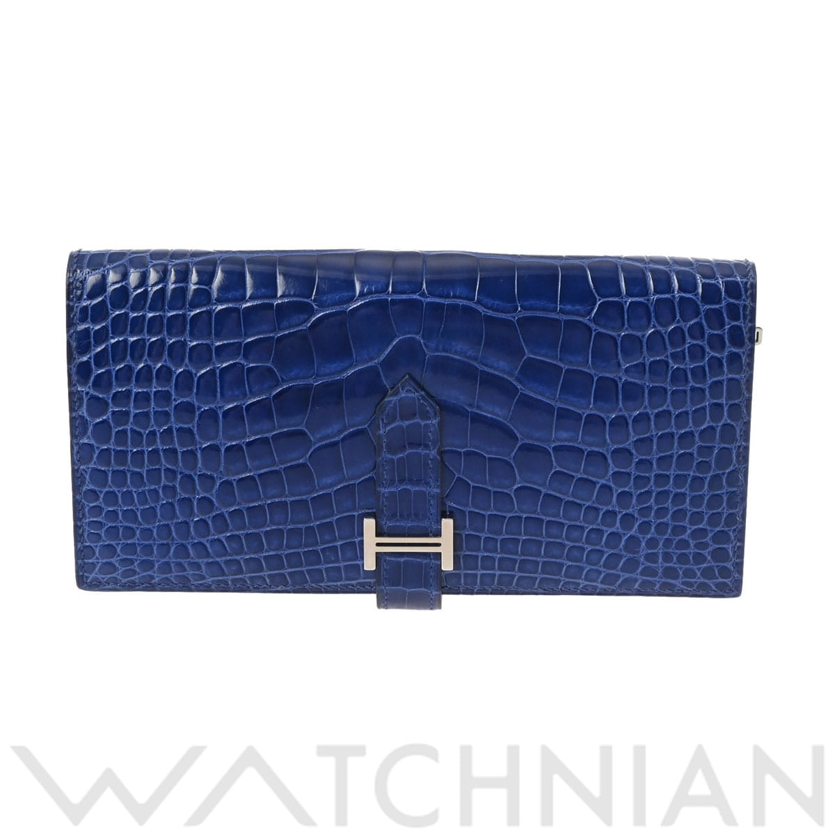 エルメス ベアンスフレ ブルーエレクトリック アリゲーターリセ ユニセックス 財布 【中古】【purse】