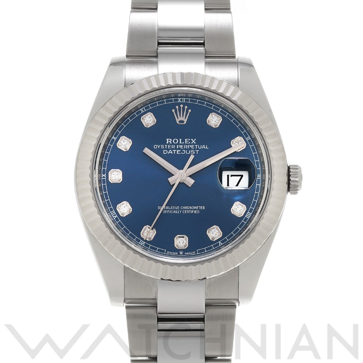 ロレックス デイトジャスト 41 126334G ブライトブルー/ダイヤモンド メンズ 時計 【中古】【wristwatch】