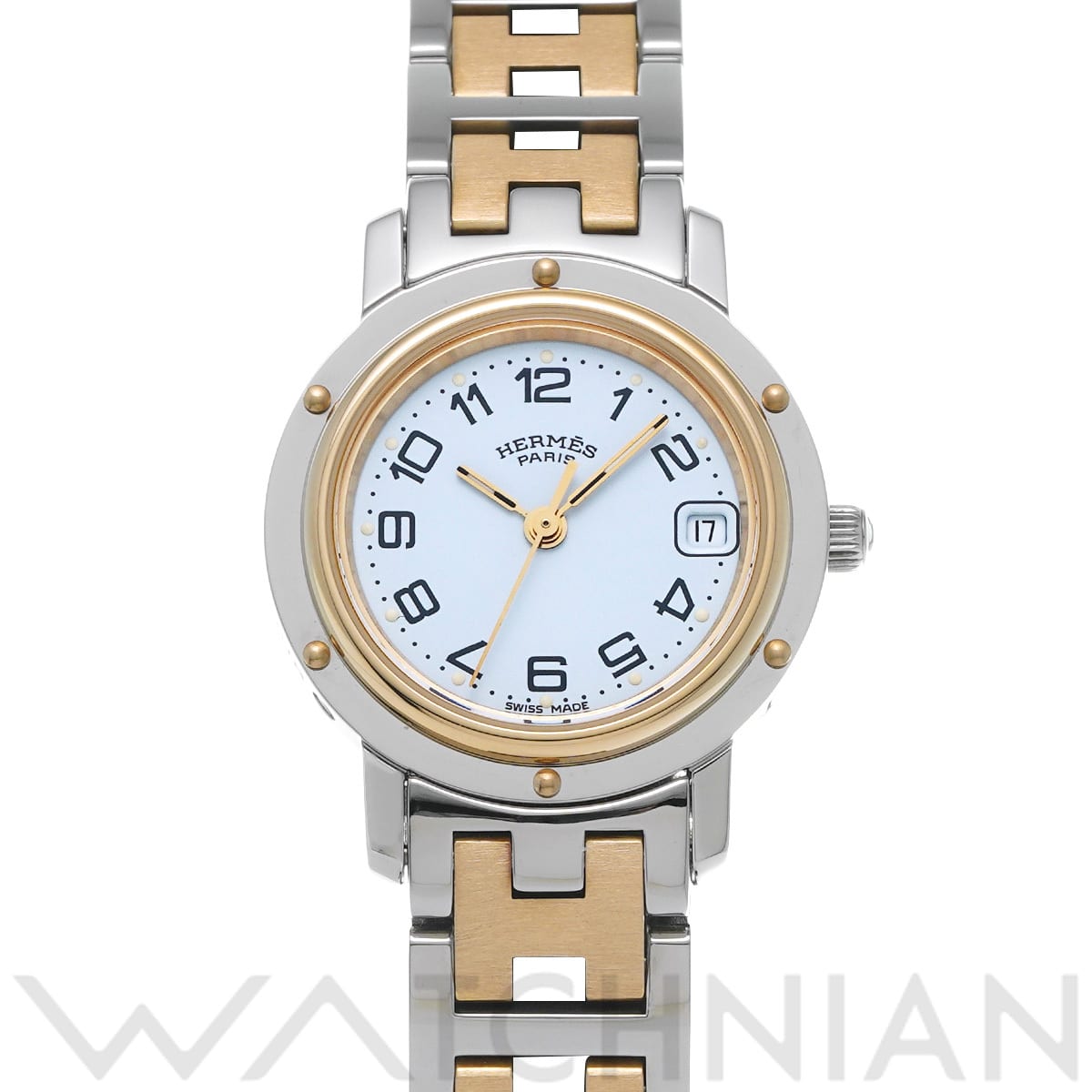 エルメス クリッパー CL4.220 ホワイト レディース 時計 【中古】【wristwatch】