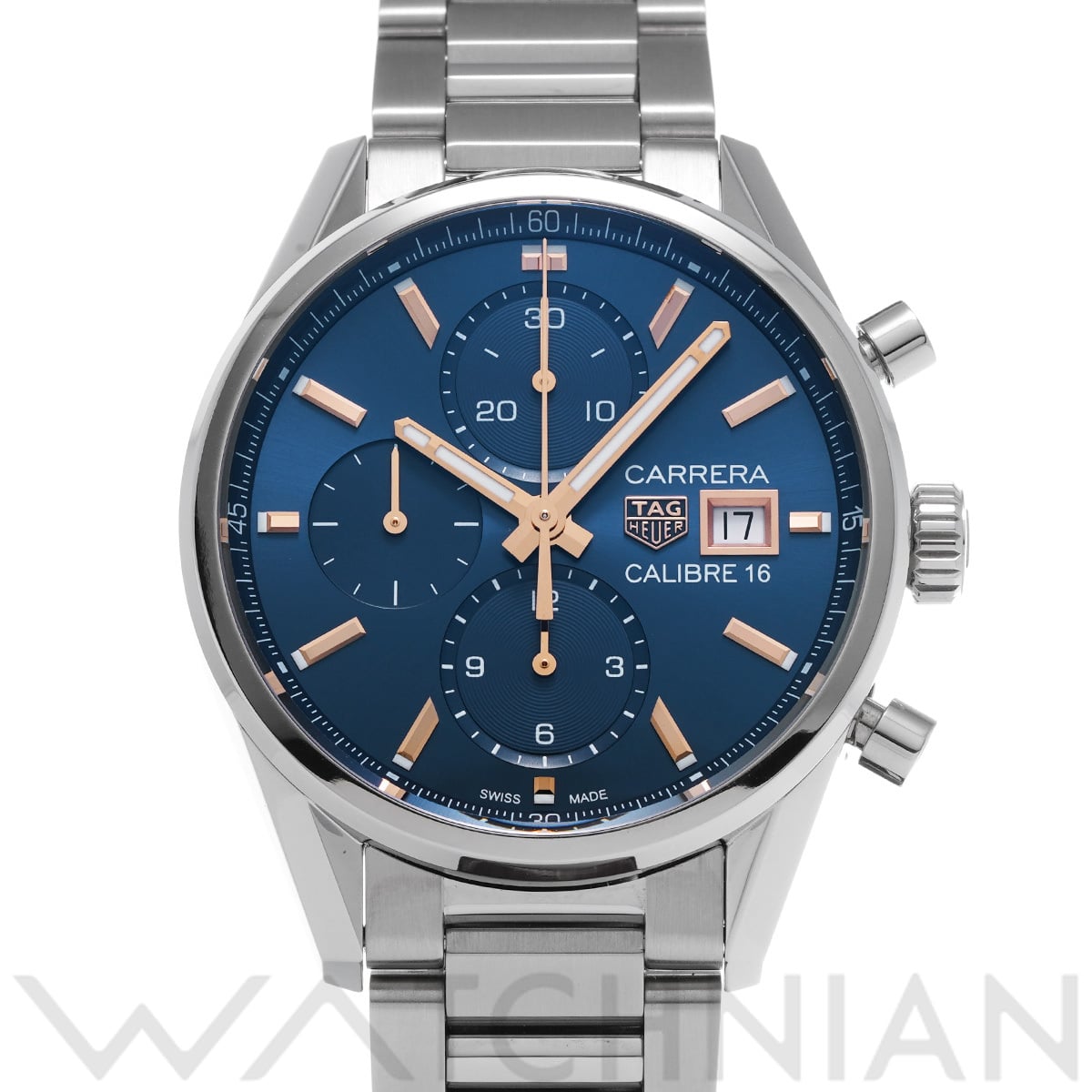 タグ ホイヤー カレラ キャリバー16 クロノグラフ CBK2115.BA0715 ブルー メンズ 時計 【中古】【wristwatch】