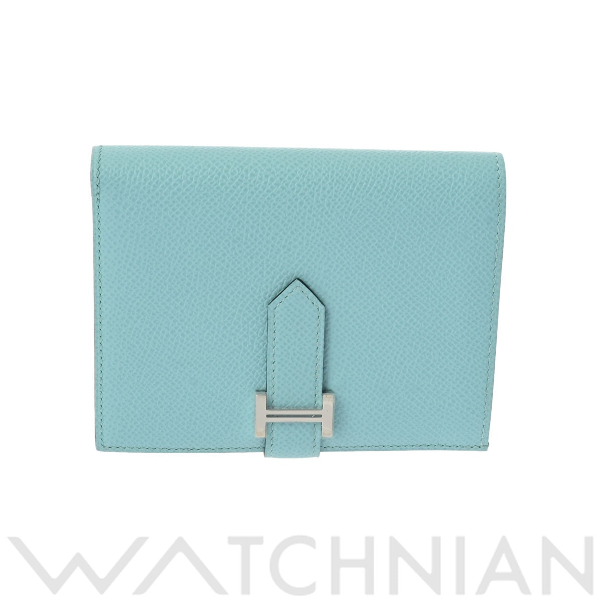 エルメス ベアン コンパクト ブルーアトール/パラジウム金具 ヴォーエプソン ユニセックス 財布 【未使用】【purse】
