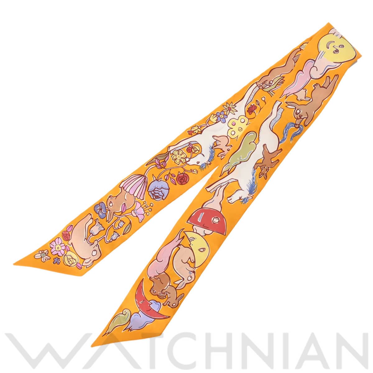 エルメス ツイリー MILLE ET UN LAPINS イエロー 064007S シルク100％ レディース 【新品】【other】