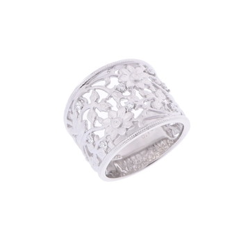 水野薫子 フラワーモチーフ リング シルバー Pt900プラチナ レディース ジュエリー 【中古】【jewelry】