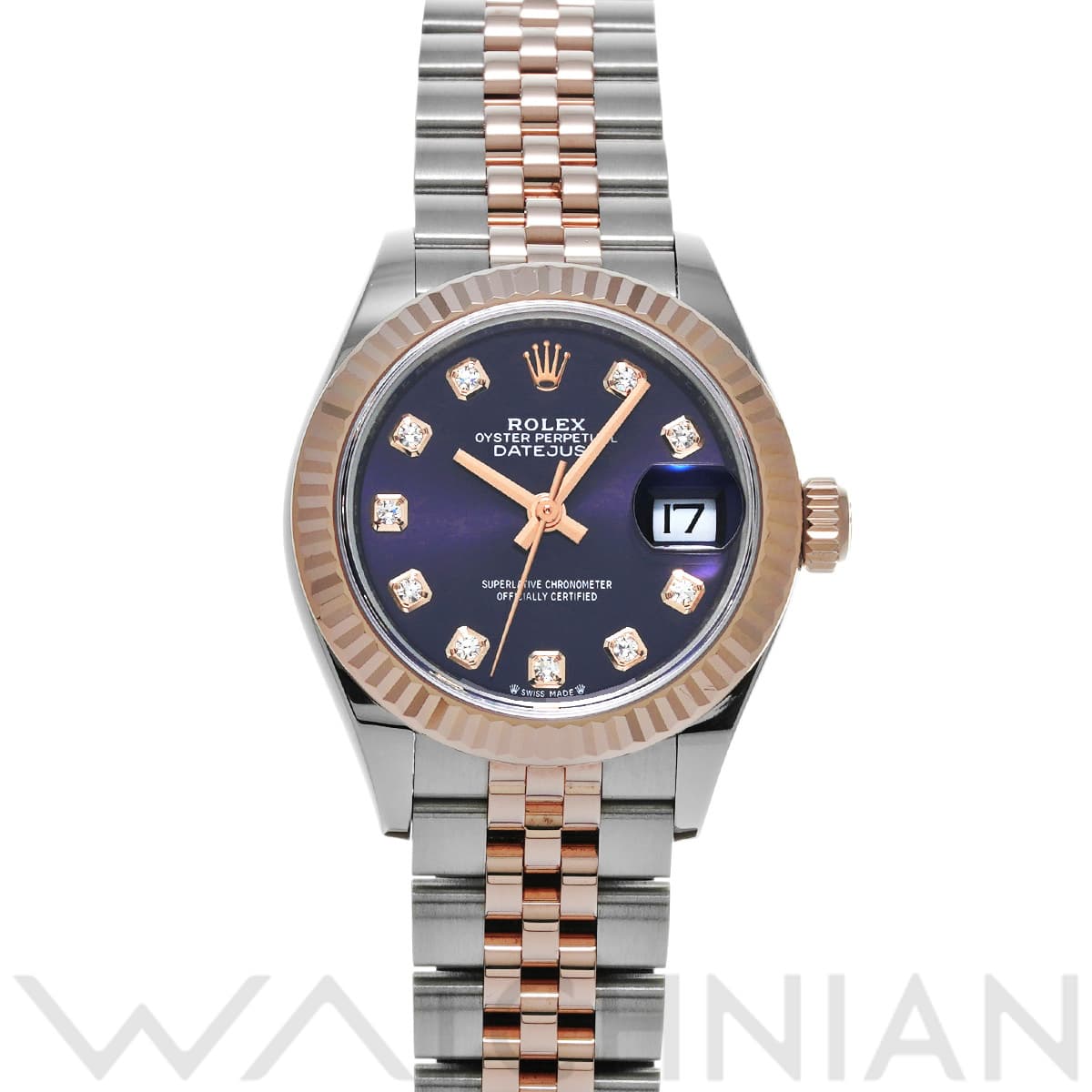 ロレックス レディ デイトジャスト 28 279171G オーベルジーヌ/ダイヤモンド レディース 時計 【中古】【wristwatch】