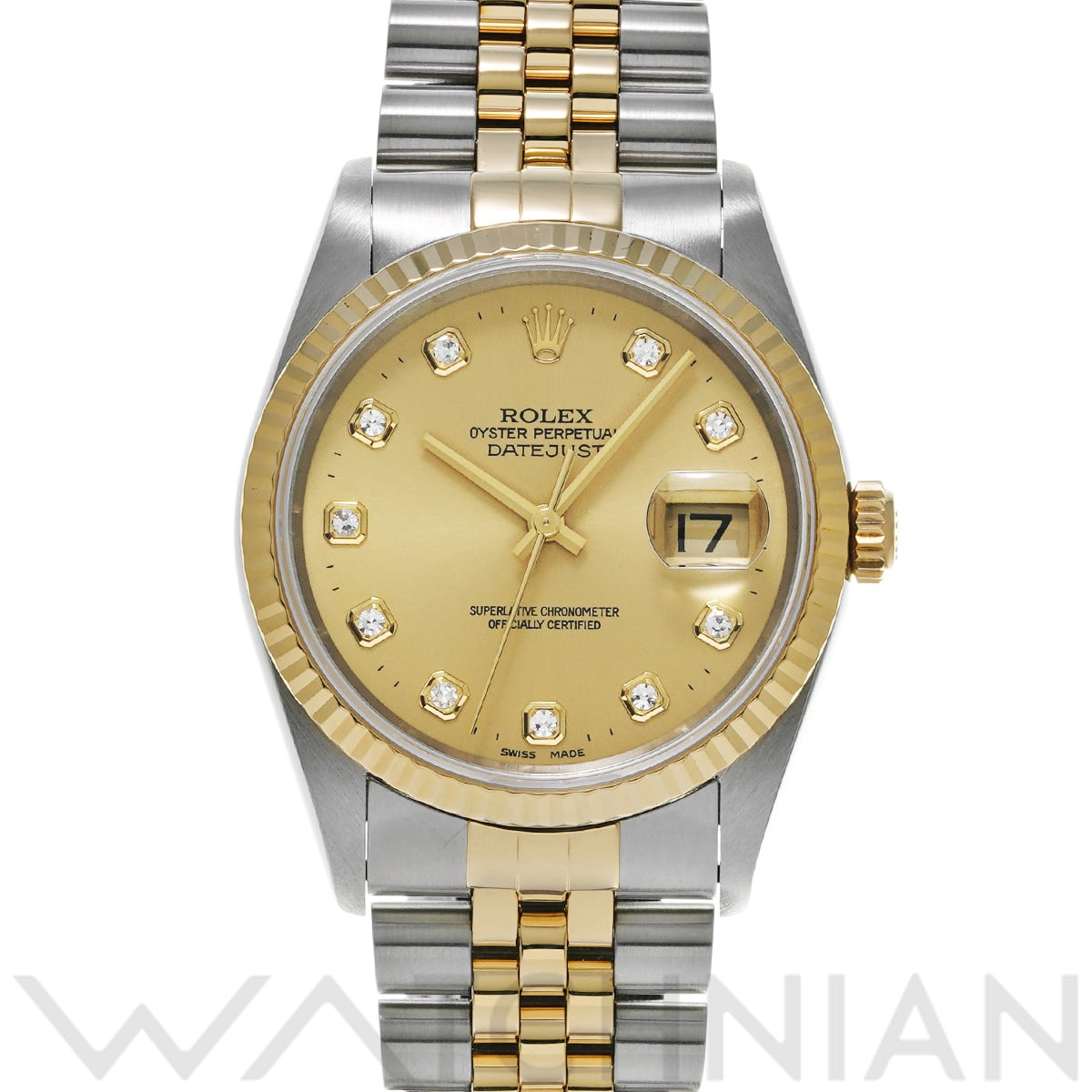 ロレックス デイトジャスト 16233G シャンパン/ダイヤモンド メンズ 時計 【中古】【wristwatch】