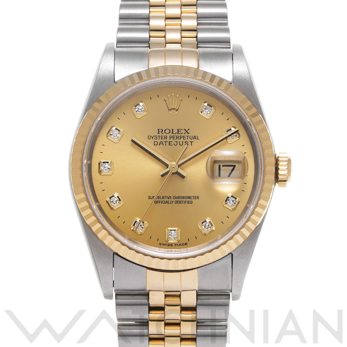 ロレックス デイトジャスト 16233G シャンパン/ダイヤモンド メンズ 時計 【中古】【wristwatch】