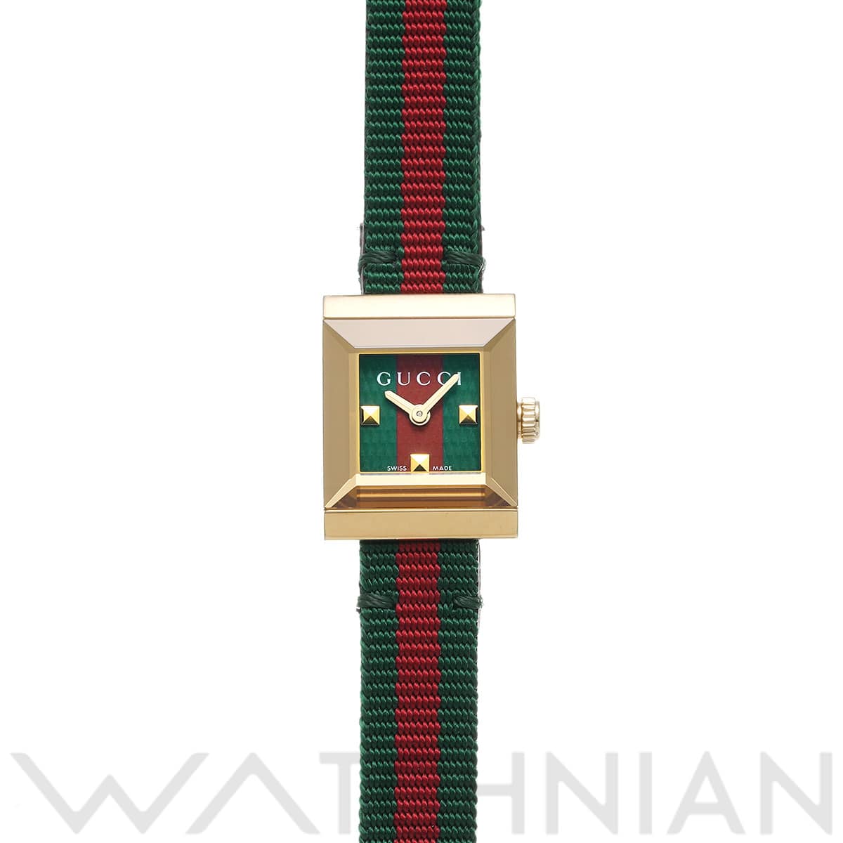 グッチ Gフレーム YA128527 グリーン/レッド レディース 時計 【中古】【wristwatch】