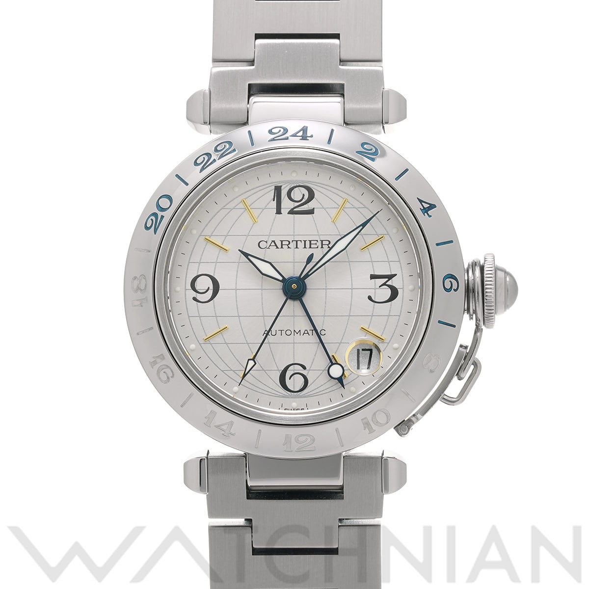 カルティエ パシャC メリディアン GMT W31029M7 シルバー ユニセックス 時計 【中古】【wristwatch】