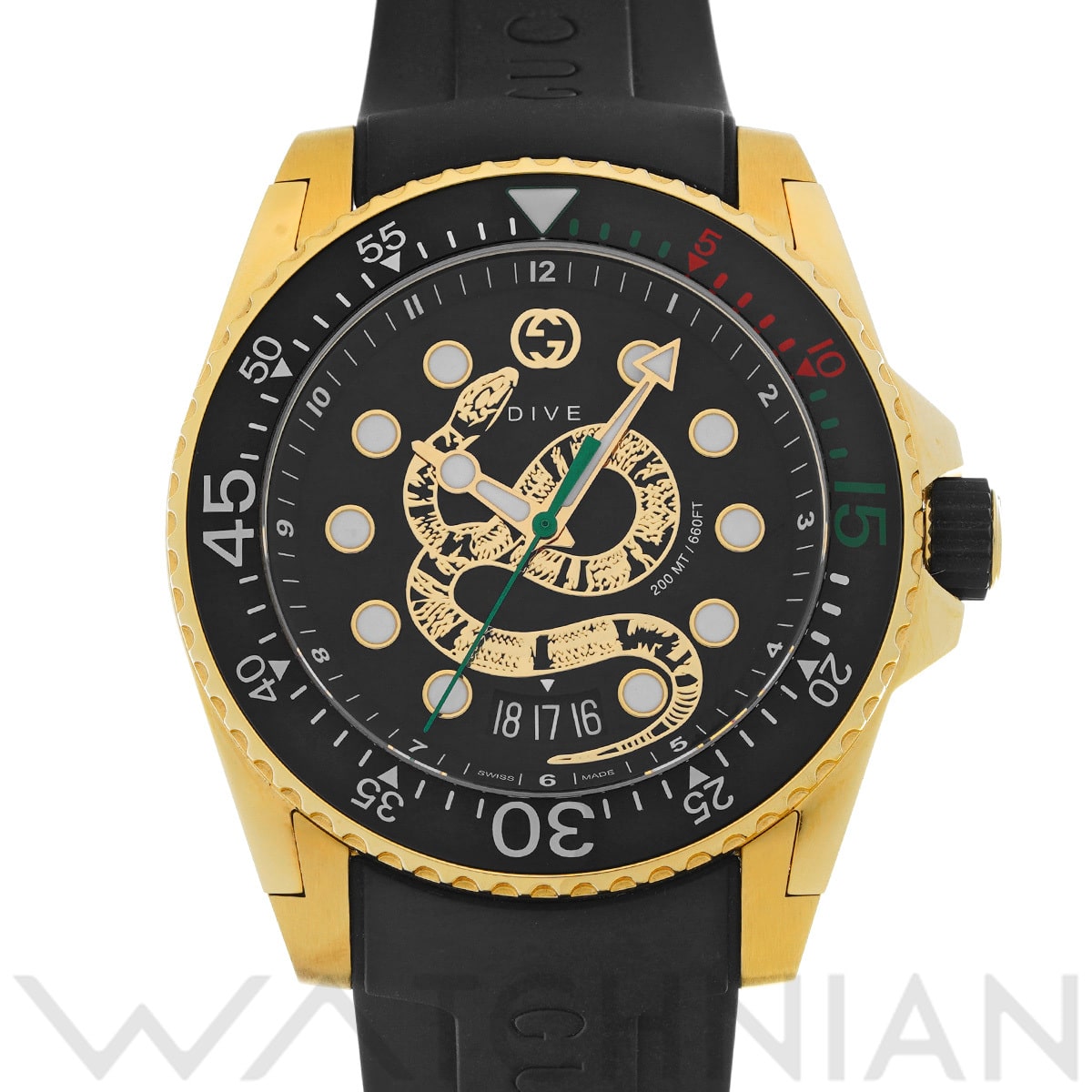 グッチ ダイブ YA136219 ブラック メンズ 時計 【中古】【wristwatch】