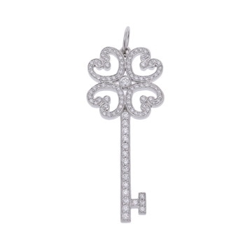 ティファニー ハートキー ペンダントトップ パヴェ シルバー Pt950プラチナ レディース ジュエリー 【中古】【jewelry】