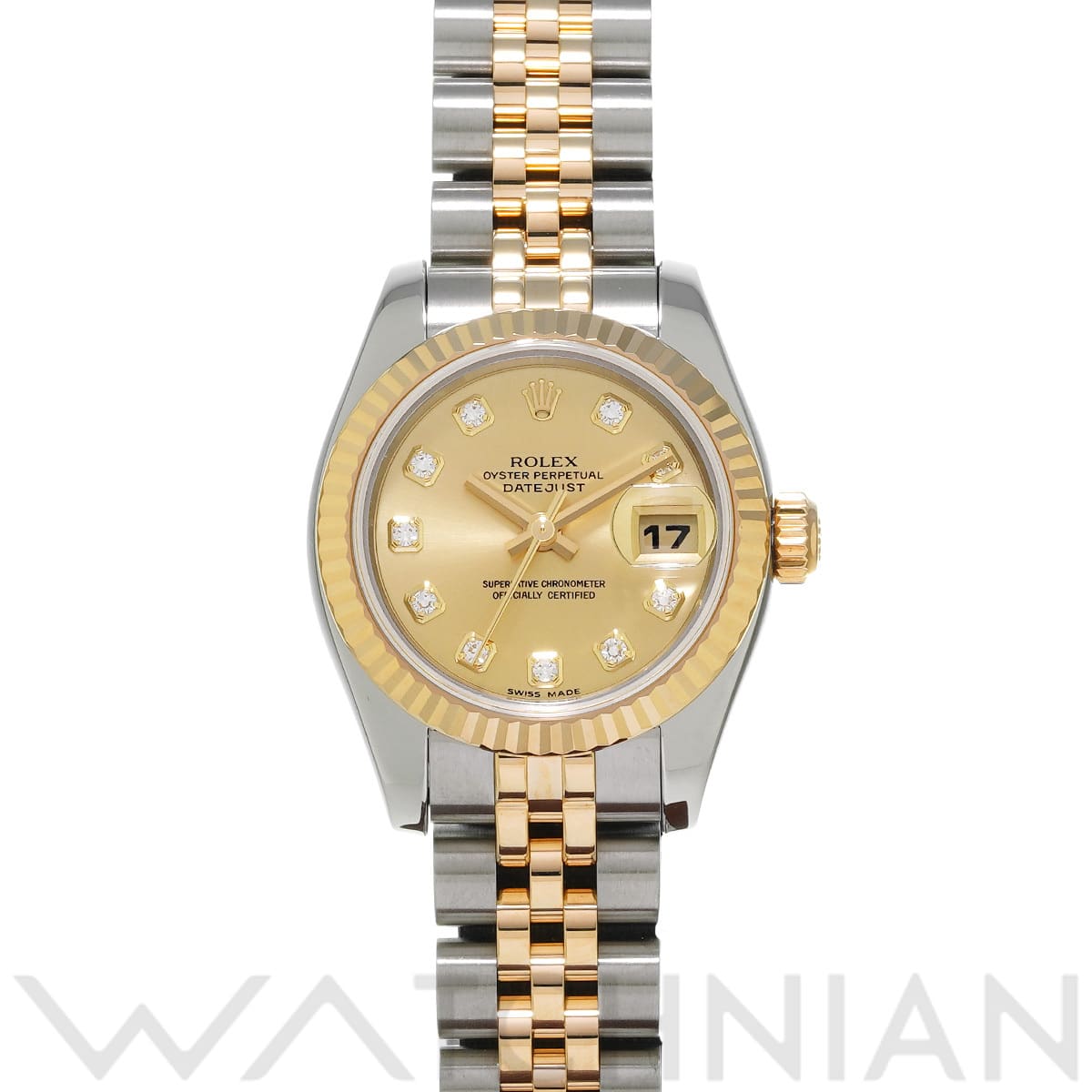 ロレックス レディ デイトジャスト 26 179173G シャンパン/ダイヤモンド レディース 時計 【中古】【wristwatch】