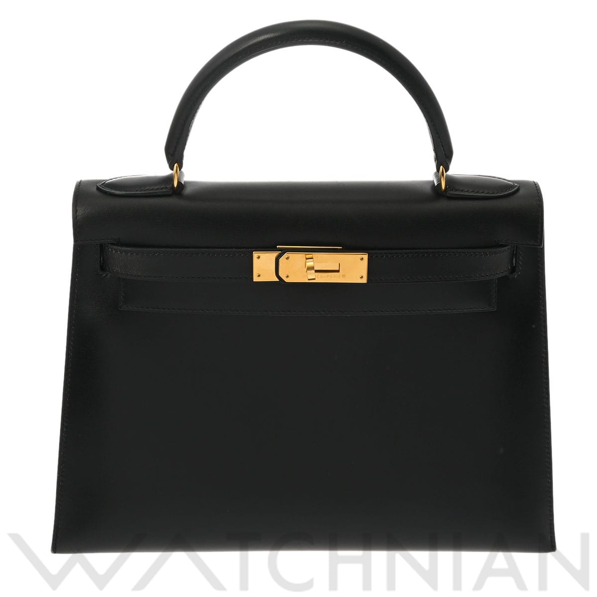 エルメス ケリー 28 外縫い 2WAY ブラック/ゴールド金具 ボックスカーフ レディース バッグ 【中古】【bag】
