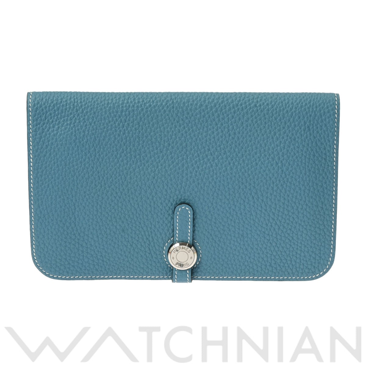 エルメス ドゴン GM ブルージーン/パラジウム金具 トゴ ユニセックス 財布 【中古】【purse】