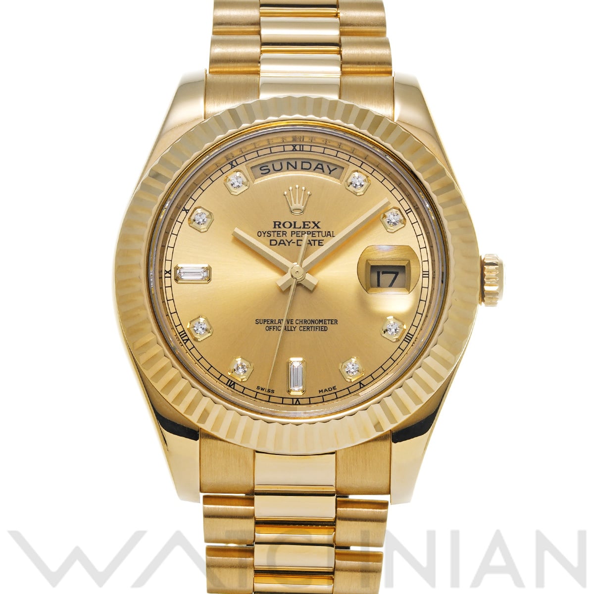 ロレックス デイデイト II 218238A シャンパン/ダイヤモンド メンズ 時計 【中古】【wristwatch】