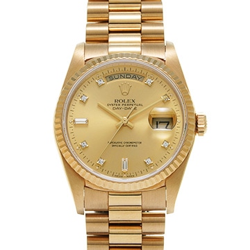 ロレックス デイデイト 36 18238A シャンパン/ダイヤモンド メンズ 時計 【中古】【wristwatch】