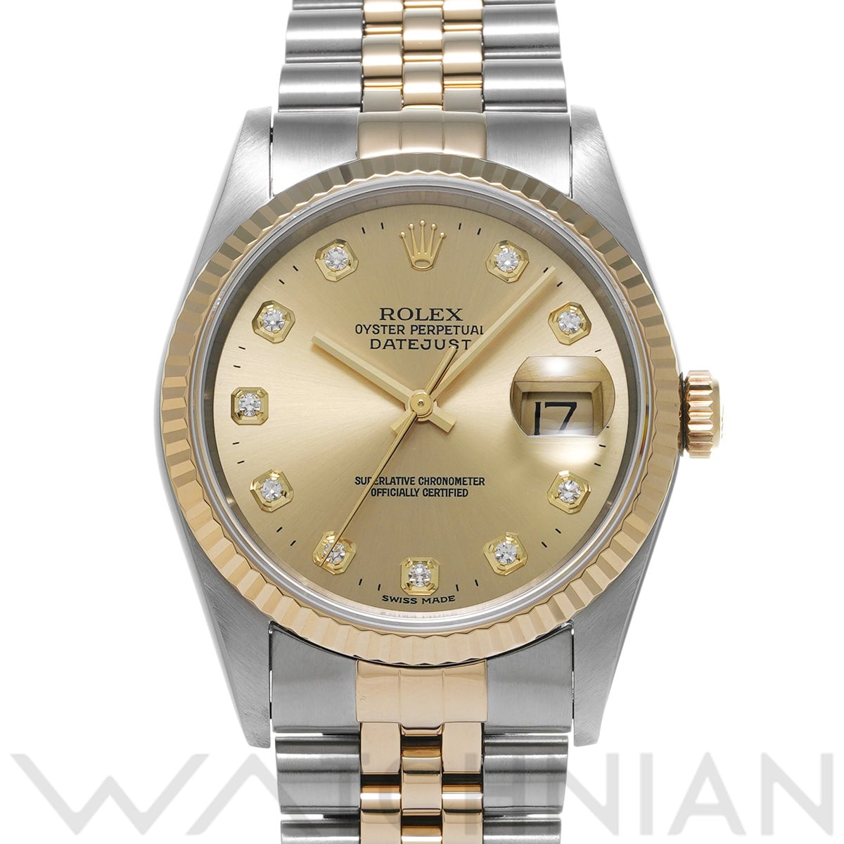 ロレックス デイトジャスト 36 16233G シャンパン/ダイヤモンド メンズ 時計 【中古】【wristwatch】