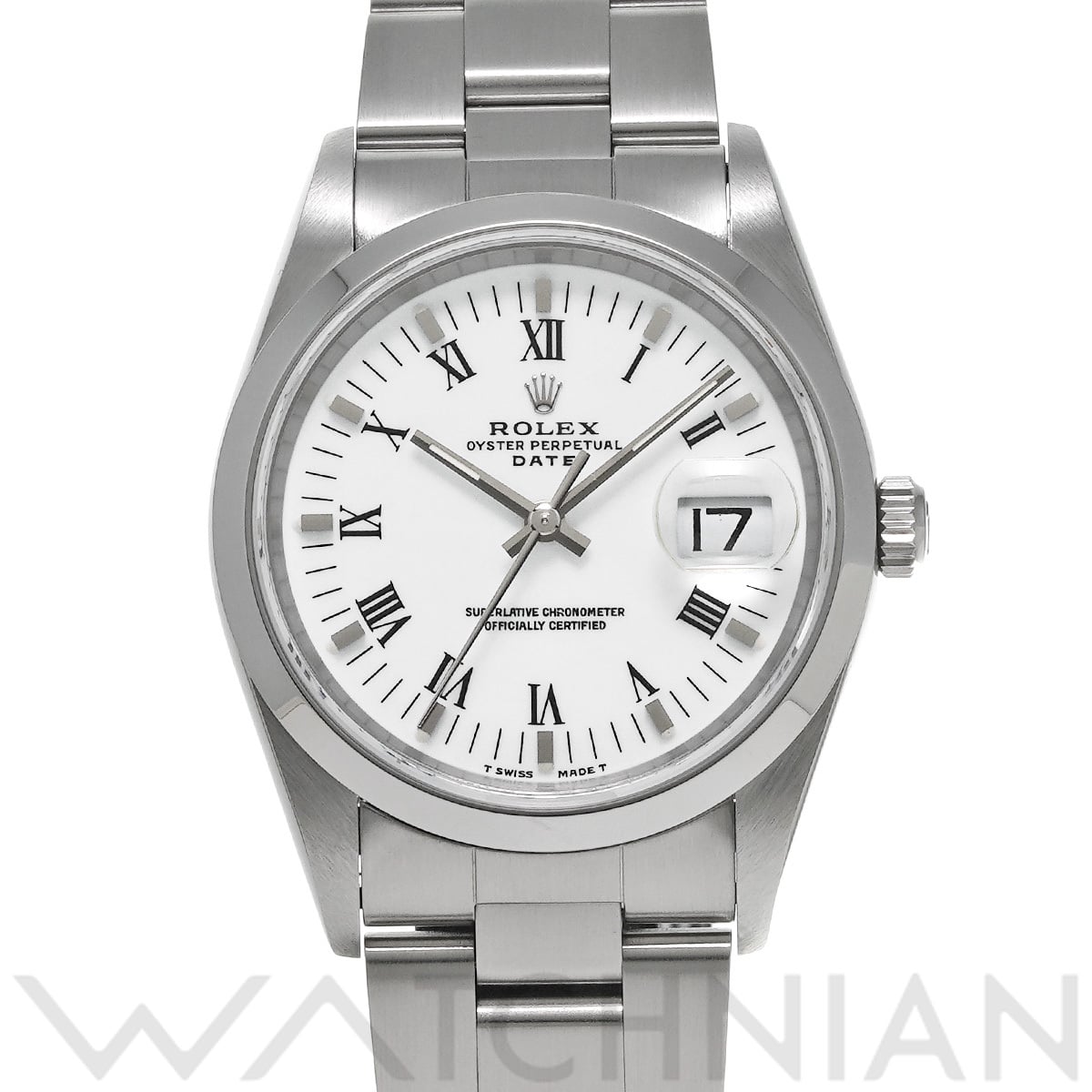 ロレックス オイスターパーペチュアル デイト 34 15200 ホワイト メンズ 時計 【中古】【wristwatch】
