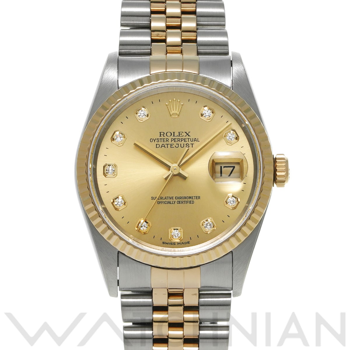 ロレックス デイトジャスト 16233G シャンパン/ダイヤモンド メンズ 時計 【中古】【wristwatch】