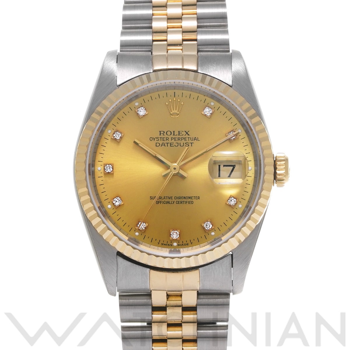 ロレックス デイトジャスト 16233G シャンパン/ダイヤモンド メンズ 時計 【中古】【wristwatch】