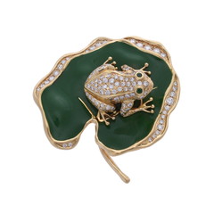 ウォルサム カエル リーフ ブローチ ゴールド K18イエローゴールド YG レディース ジュエリー 【中古】【jewelry】