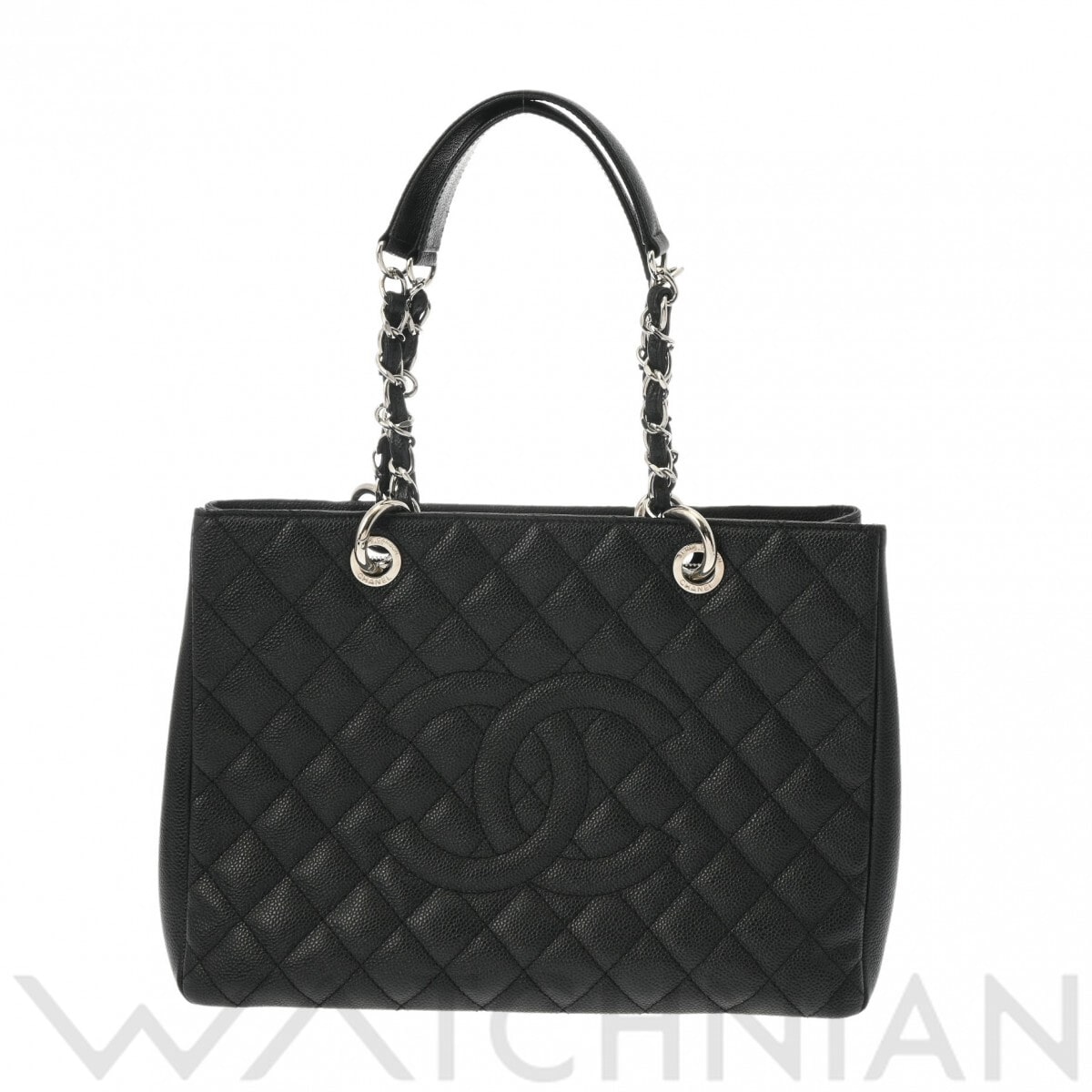 シャネル マトラッセ GST チェーントート ブラック/シルバー金具 A50995 キャビアスキン レディース バッグ 【中古】【bag】