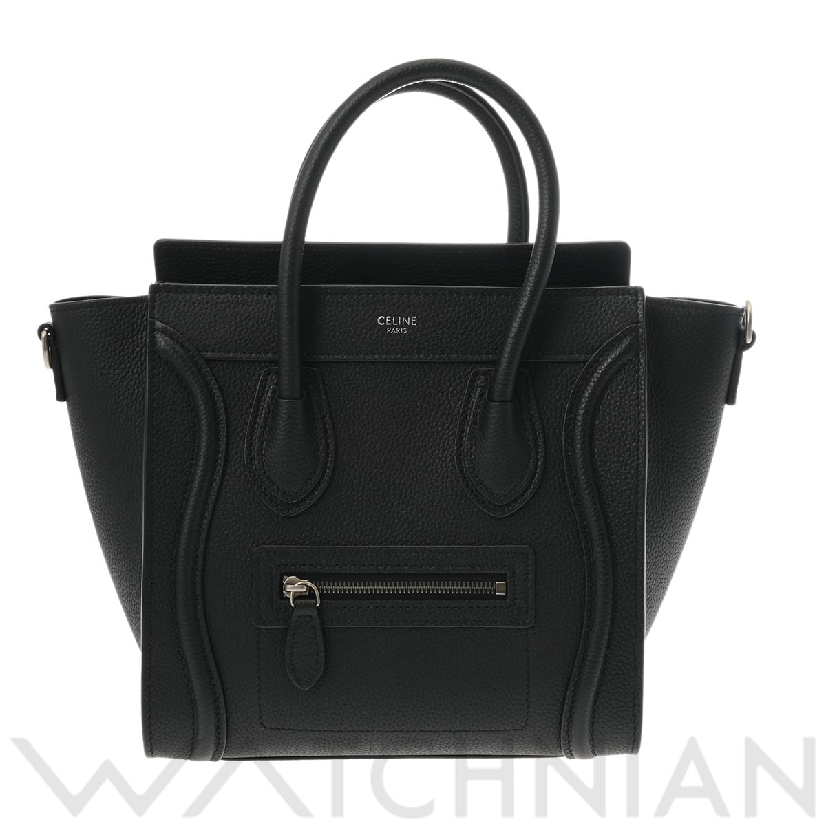 セリーヌ ラゲージ ナノ 2WAY ブラック/シルバー金具 189243DRU.38NO ドラムドカーフ レディース バッグ 【中古】【bag】