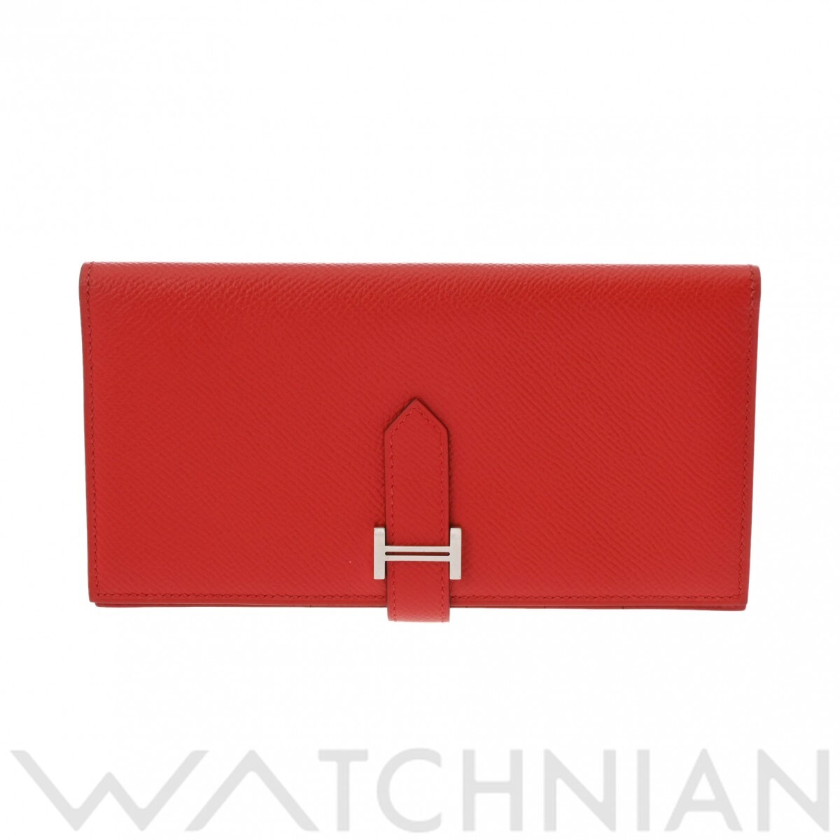 エルメス ベアン スフレ ルージュクー/パラジウム金具 ヴォーエプソン ユニセックス 財布 【中古】【purse】