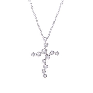 ポンテヴェキオ クロスモチーフ ネックレス シルバー K18ホワイトゴールド WG レディース ジュエリー 【中古】【jewelry】