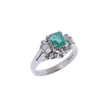 ノーブランド エメラルドリング シルバー Pt900プラチナ レディース ジュエリー 【中古】【jewelry】