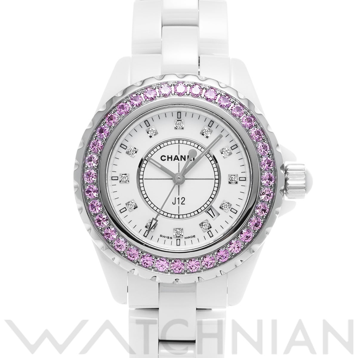 シャネル J12 33MM H2010 ホワイト/ダイヤモンド レディース 時計 【中古】【wristwatch】